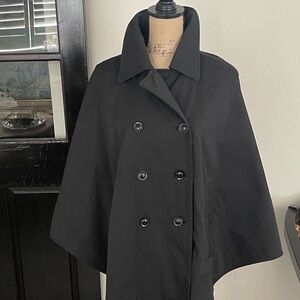 Chic Black Double-Breasted Cape Coat